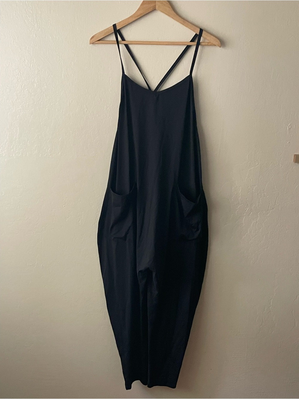 Halara Black relaxed spaghetti straps Pocket Jumpsuit